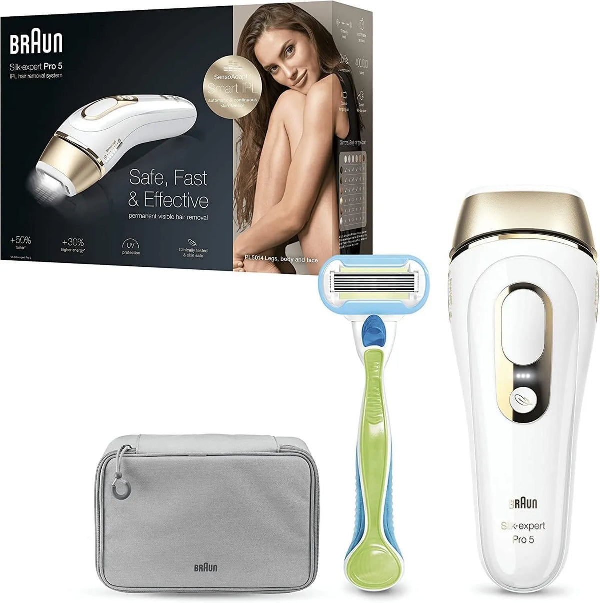 Braun depilator IPL, PL5014 damski aparat do usuwania włosów, usuwanie włosów, biały