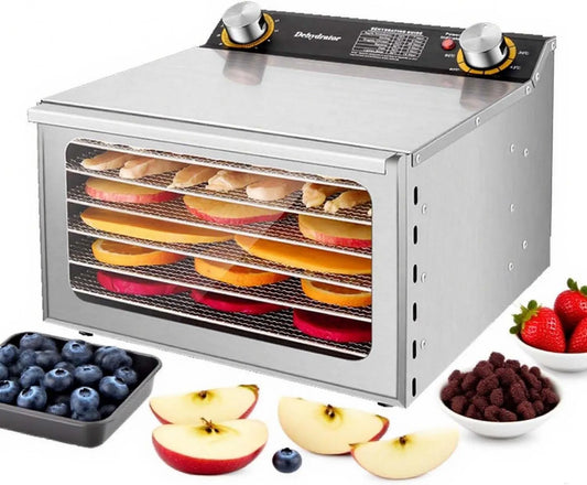 zhenmaster suszarka do żywności, 6Food odwodnione warstwy, Maszyna, 800 W, licznik, profesjonalny, stal nierdzewna 6Layers