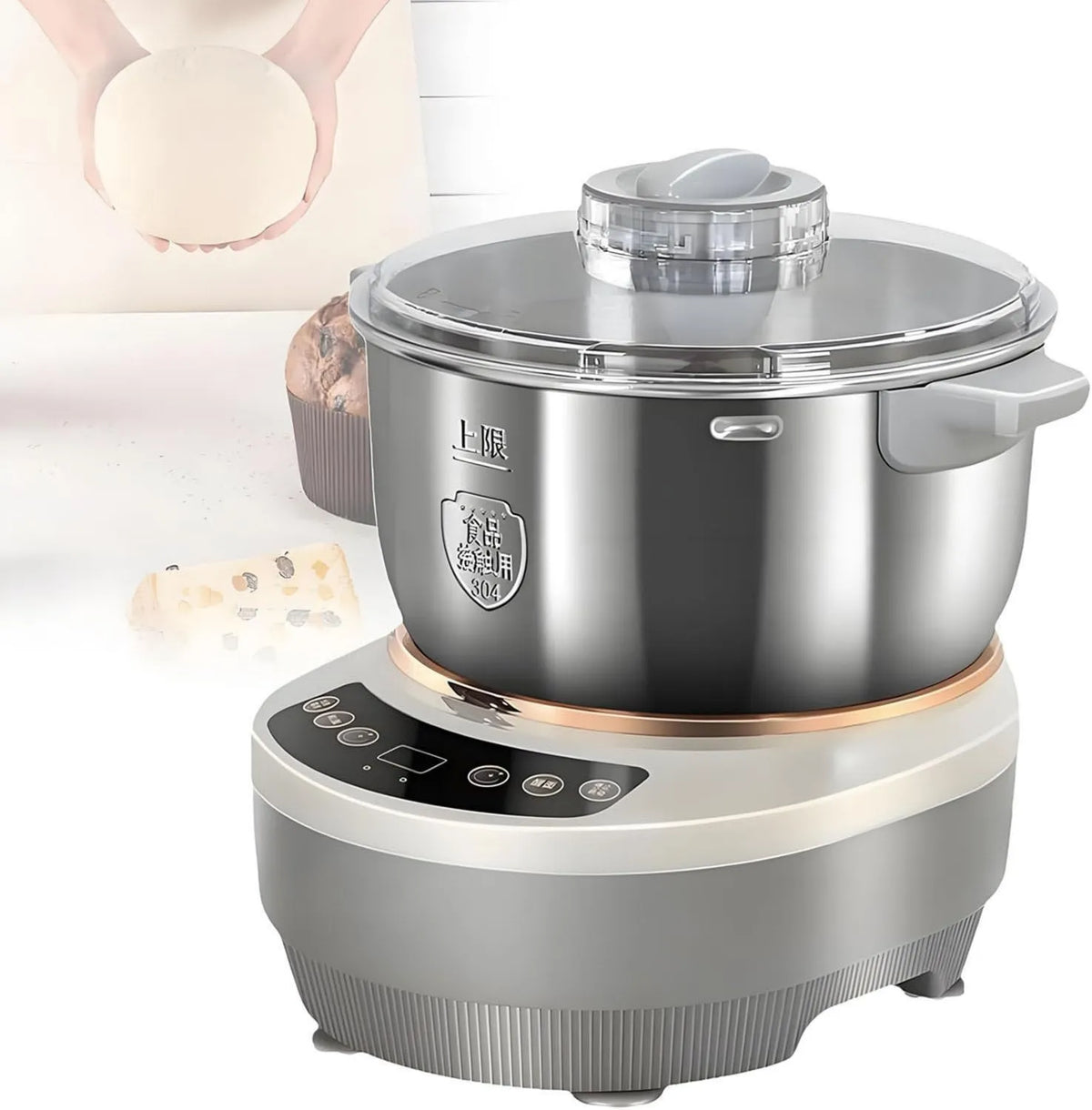 COAKUE maszynka do makaronu, 5 l / 7 l oddzielny zbiornik, elektryczny w stali nierdzewnej niestopowej z funkcją fermentacji, do zegara i Tactile Board do ciast 5 l/7 l