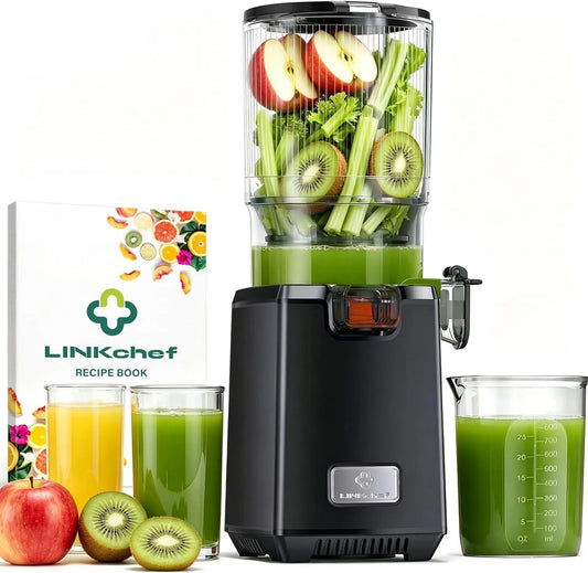 LINKChef, Wyciąg z soku, 1, 8 l, 250 W, 250 W Slow Soicer maszyna z funkcją odwrotną, 130 mm otwór, 8 l pojemność, BPA