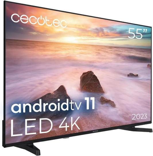 Cecotec telewizor, ALU20055. Inteligentny, 55 cali, TV, 4K UHD, HDR, dźwięk Dolby, Android OS, 2 10 W głośniki, HDR10, Dolby Atmos, Dolby Vision, 2023