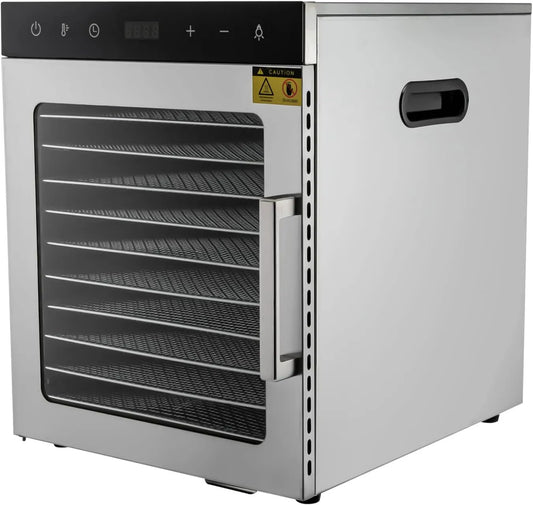 Suszarka ze stali nierdzewnej, 800 W, timer, z regulatorem temperatury, do suszenia żywności, warzyw i owoców