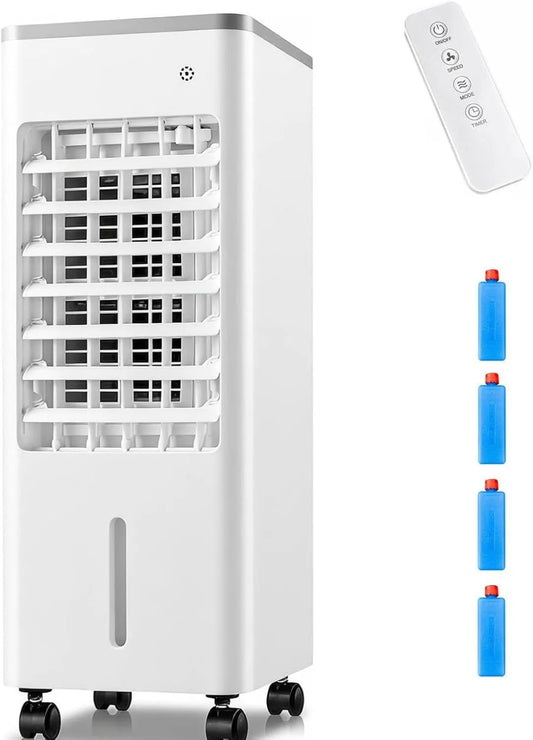 Générique, Klimatyzator, 6 l, 4-in-1 klimatyzator, przenośne, poruszające się koła, 3 prędkości, duży zbiornik, kemping, biały, biurowy lub kempingowy 4-en-1
