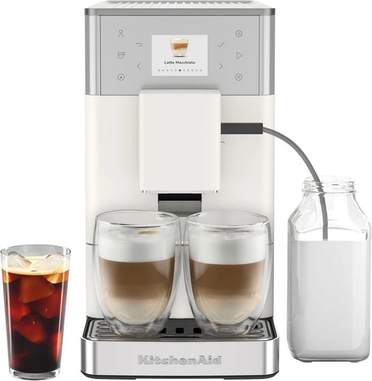 KitchenAid automatyczny ekspres do kawy, Kuchenka KF3 Ekspresowa maszyna, biały, 15- 18 Bar, 15 + Przepisy, ekran 6 cm