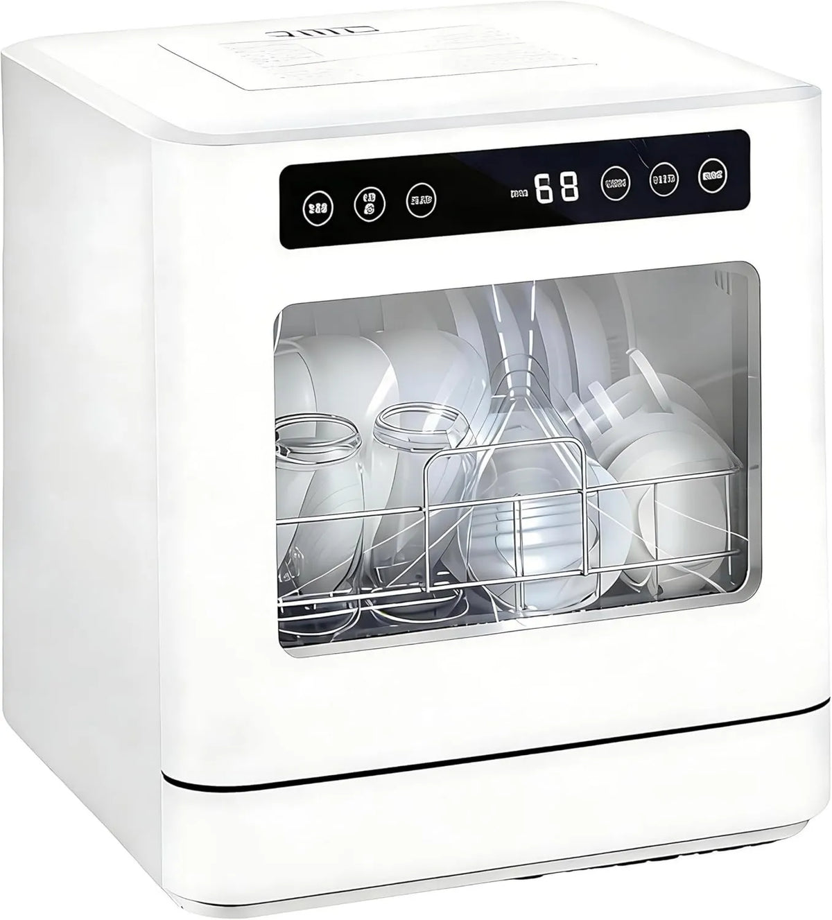 QIUNAOZI zmywarka wolnostojąca, Zmywarka, 4 programów, Woda dwuodrzutowa 360 °, Maksymalna temperatura 75°C, Myć 8 Boli i Płyty, Nadaje się dla 2 - 4 osób, 167
