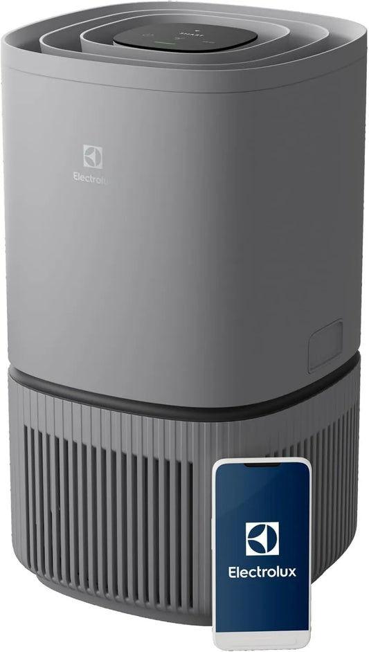 Electrolux oczyszczacz powietrza, EPO50371UG, 20 dB, WiFi, Silent, Grey, Czyste powietrze z filtrem HEPA w 4 krokach, Czysty 500, Tryb nocny 20 dB