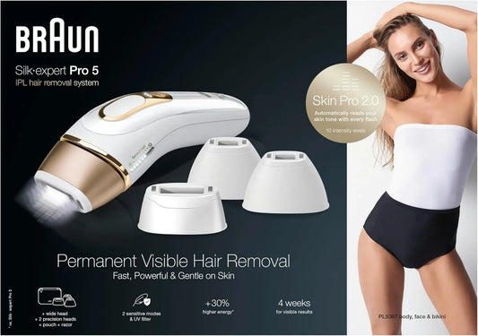 Braun depilator IPL, PL5387 żyletka, biała, dla kobiet, Pro, IPL Silk- Expert Pro 5