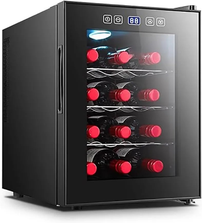 TT-YEC chłodziarka do wina, Piwnica elektryczna, 18 butelek, 11 do 18°C, szkło, dotyk, tłumik, piwnica wina w stałej temperaturze