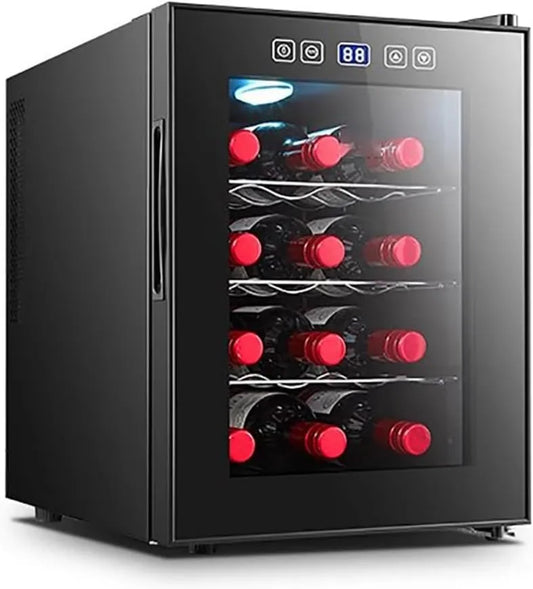 TT-YEC chłodziarka do wina, Piwnica elektryczna, 18 butelek, 11 do 18°C, szkło, dotyk, tłumik, piwnica wina w stałej temperaturze